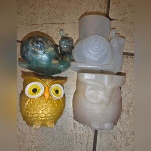 Lot Of 2 Planter Molds For Epoxy Resin Owl & Large Snail For Casting